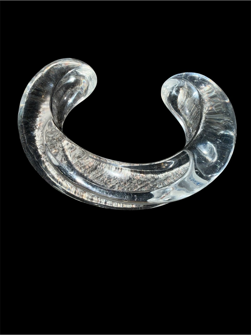 Clear Lucite Sculptural Cuff Bracelet vintage 2.25” width